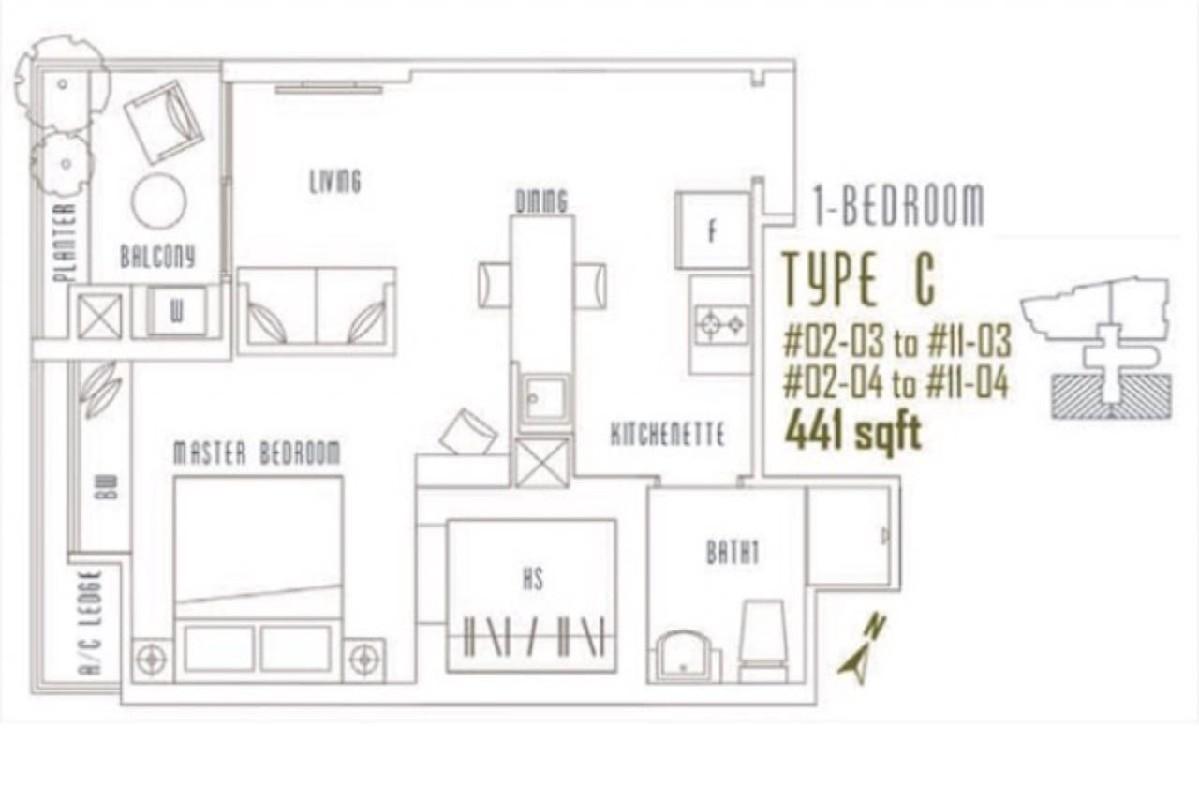 Apartment for Sale, Illuminaire on Devonshire Apartment For Sale, $1,200,000, 1 Bed 1 Bath 463 sqft $2,592.00 psf, SGD 1,200,000 | Freehold