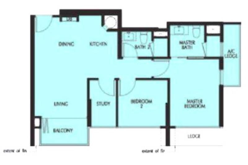 Condominium for Sale, Eco Sanctuary Condominium For Sale, $1,230,000, 3 Bed 2 Bath 732 sqft $1,680.00 psf, SGD 1,230,000