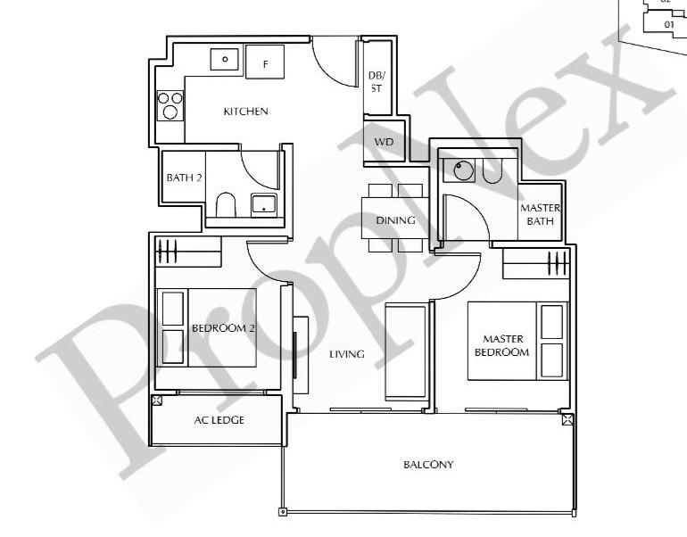 Condominium for Sale, Jui Residences Condominium For Sale, $1,378,888, 2 Bed 2 Bath 700 sqft $1,970.00 psf, SGD 1,378,888 | 99-year Leasehold