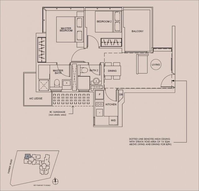 Condominium for Sale, Wilshire Residences Condominium For Sale, $1,888,800, 2 Bed 2 Bath 646 sqft $2,924.00 psf, SGD 1,888,800 | Freehold