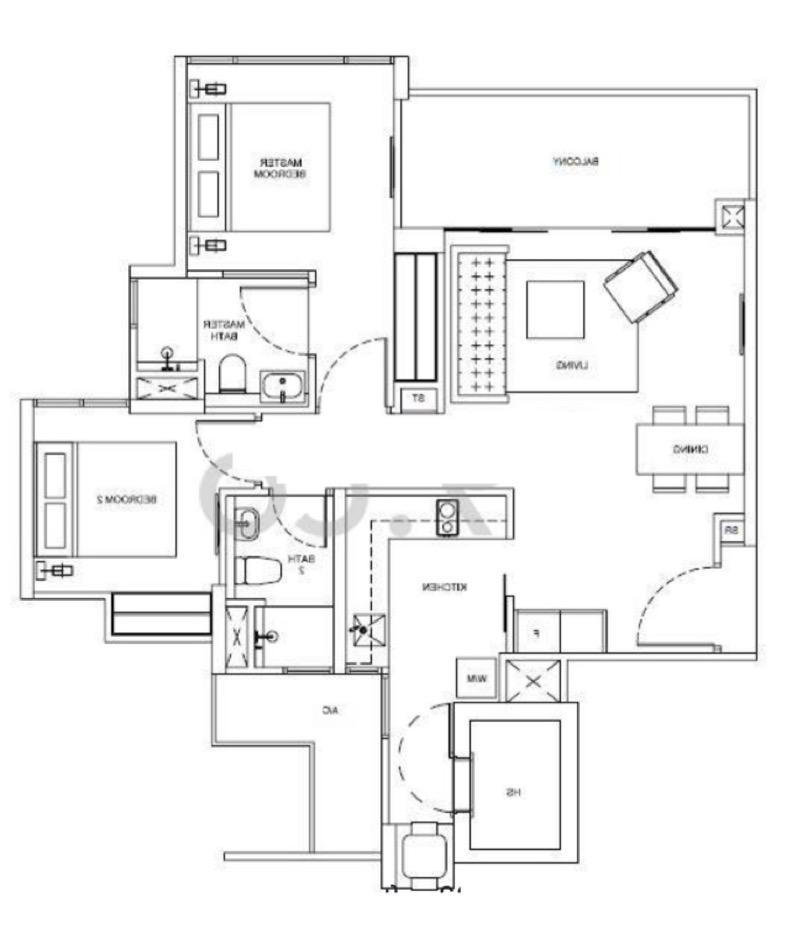 Condominium for Sale, Riversails Condominium For Sale, $1,200,000, 2 Bed 2 Bath 882 sqft $1,361.00 psf, SGD 1,200,000