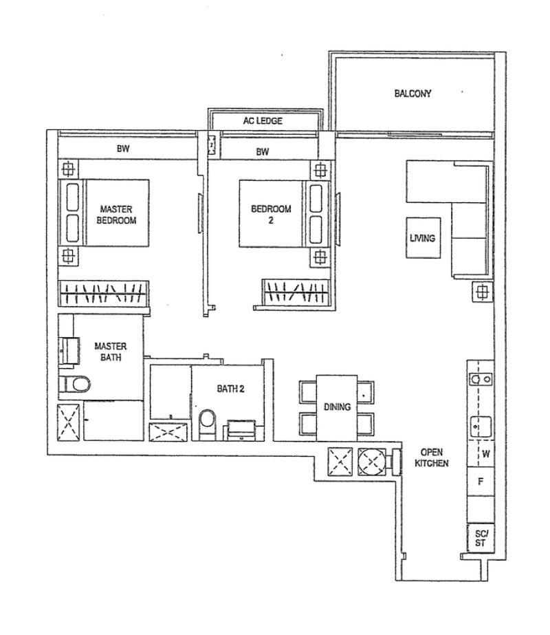 Condominium for Sale, Waterfront Gold Condominium For Sale, $1,500,000, 2 Bed 2 Bath 893 sqft $1,680.00 psf, SGD 1,500,000