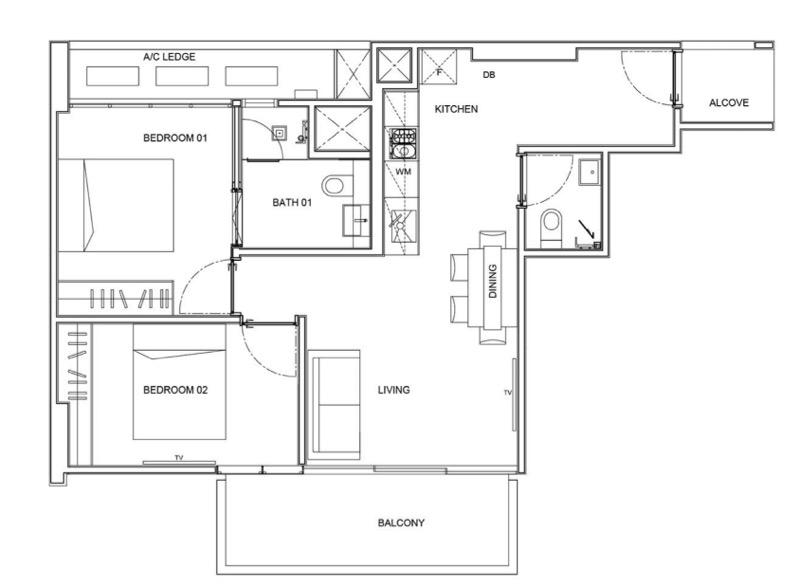 Condominium for Sale, 6 Derbyshire Condominium For Sale, $2,000,000, 2 Bed 2 Bath 829 sqft $2,413.00 psf, SGD 2,000,000 | Freehold