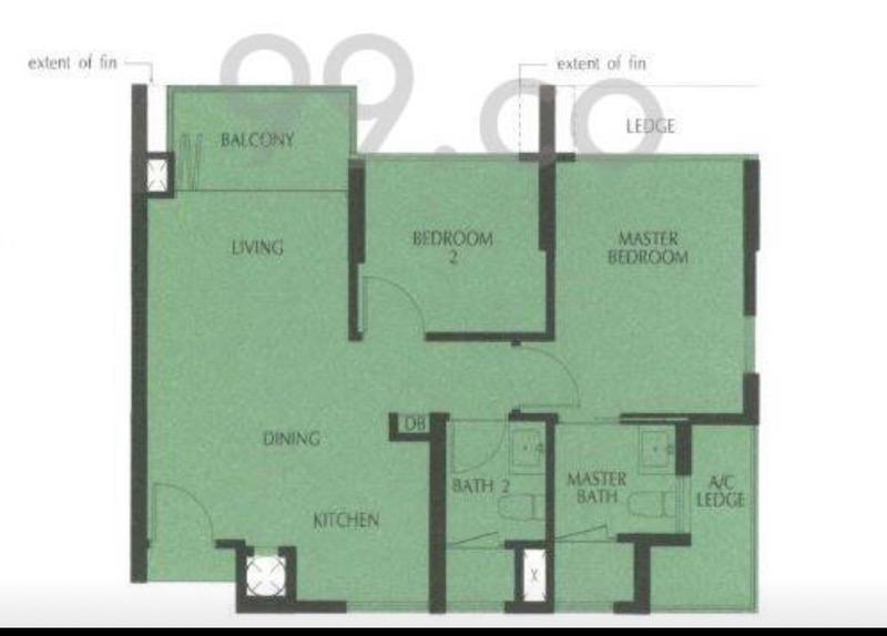 Condominium for Sale, Eco Sanctuary Condominium For Sale, $1,232,000, 2 Bed 2 Bath 667 sqft $1,847.00 psf, SGD 1,232,000 | 99-year Leasehold