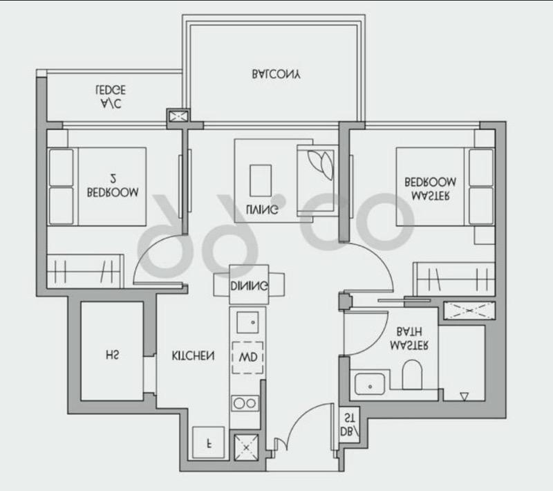 Condominium for Sale, The Tre Ver Condominium For Sale, $1,400,000, 2 Bed 1 Bath 635 sqft $2,205.00 psf, SGD 1,400,000 | 99-year Leasehold