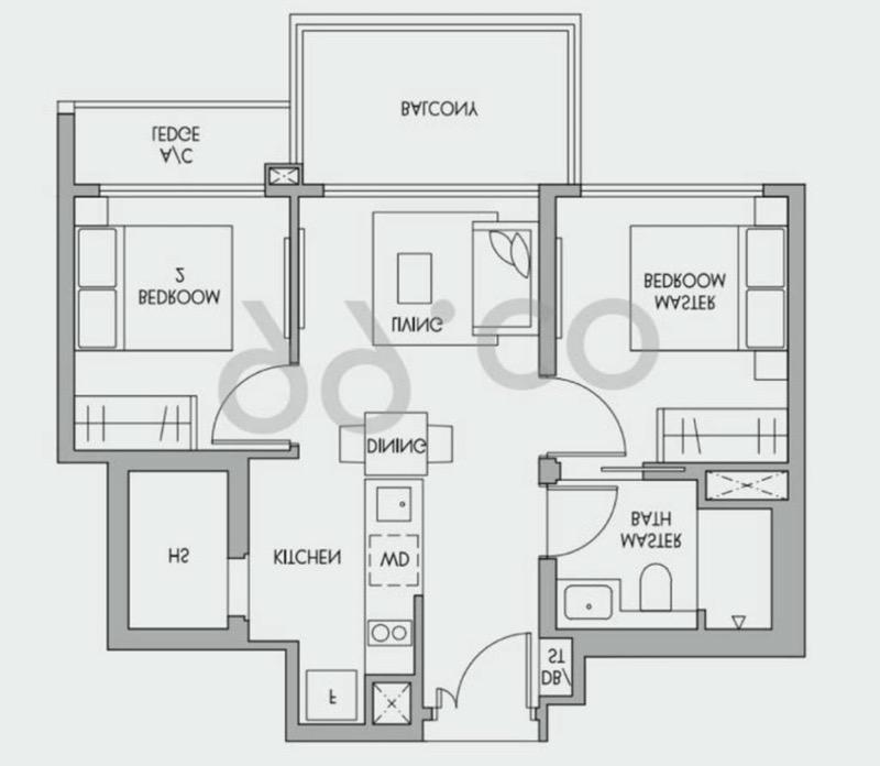 Condominium for Sale, The Tre Ver Condominium For Sale, $1,400,000, 2 Bed 1 Bath 635 sqft $2,205.00 psf, SGD 1,400,000 | 99-year Leasehold