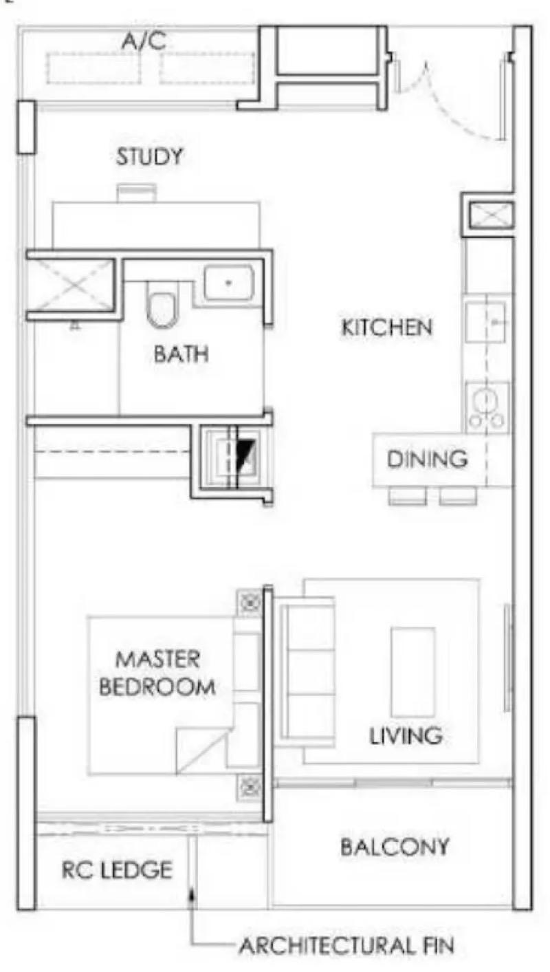 Condominium for Sale, Phoenix Residences Condominium For Sale, $1,180,000, 2 Bed 1 Bath 581 sqft $2,031.00 psf, SGD 1,180,000 | 99-year Leasehold