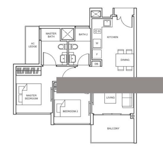 Condominium for Sale, The Glades Condominium For Sale, $1,200,000, 2 Bed 2 Bath 667 sqft $1,799.00 psf, SGD 1,200,000 | 99-year Leasehold