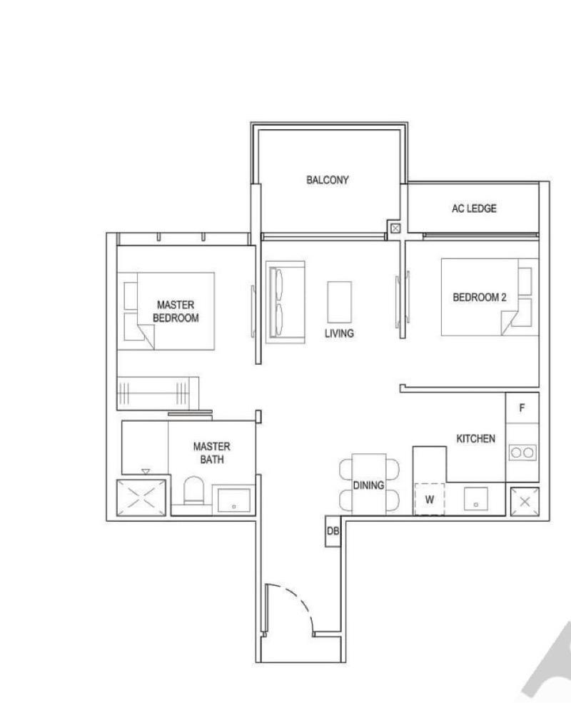 Condominium for Sale, The Florence Residences Condominium For Sale, $1,180,000, 2 Bed 1 Bath 635 sqft $1,858.00 psf, SGD 1,180,000 | 99-year Leasehold