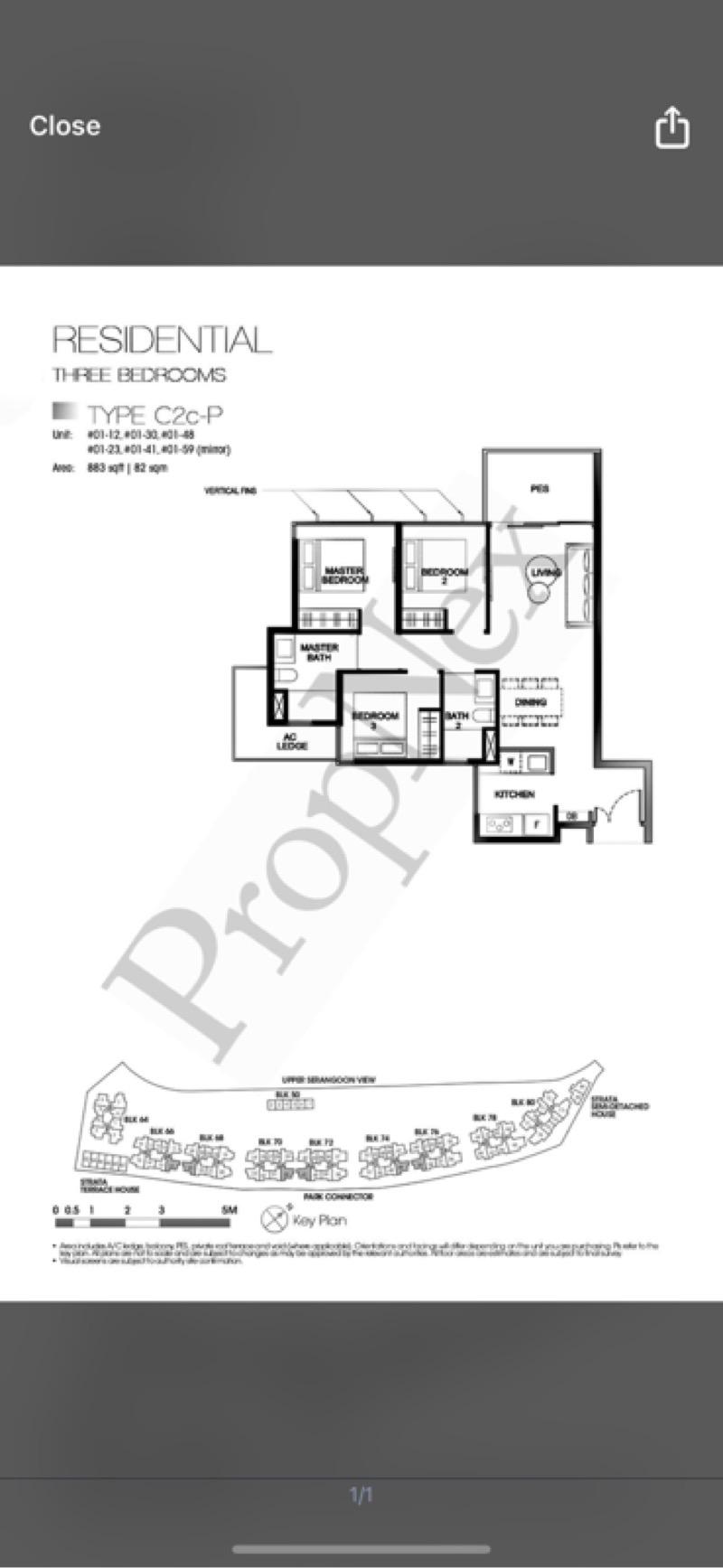 Condominium for Sale, Kingsford Waterbay Condominium For Sale, $1,400,000, 3 Bed 2 Bath 883 sqft $1,586.00 psf, SGD 1,400,000 | 99-year Leasehold