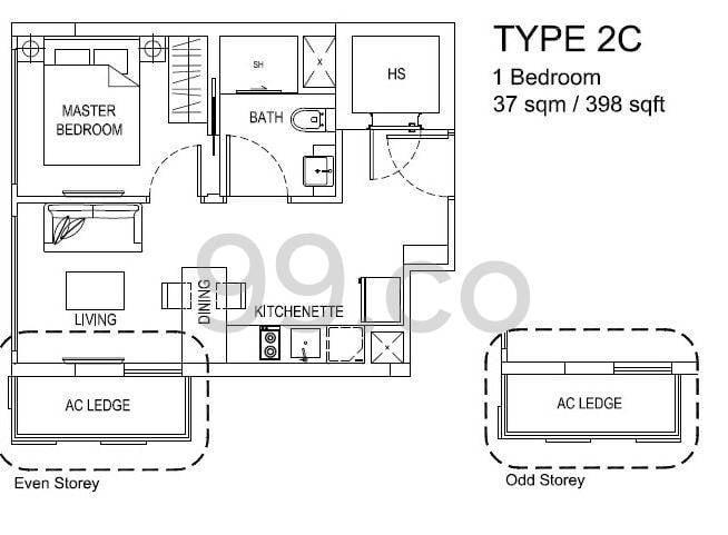 Condominium for Sale, The Hillford Condominium For Sale, $605,000, 1 Bed 1 Bath 398 sqft $1,520.00 psf, SGD 605,000 | 60-year Leasehold