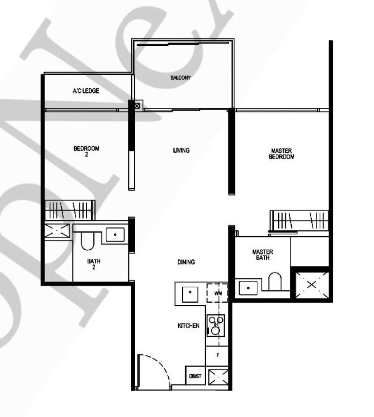 Condominium for Sale, Daintree Residence Condominium For Sale, $1,390,000, 2 Bed 2 Bath 667 sqft $2,084.00 psf, SGD 1,390,000 | 99-year Leasehold