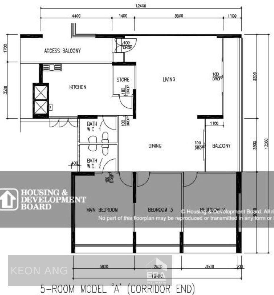 HDB - 3 room for Sale, Jalan Rajah 104 Jalan Rajah, SGD 1,000,000 | Leasehold