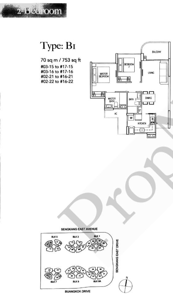 Condominium for Sale, Riversound Residence Condominium For Sale, $1,020,000, 2 Bed 2 Bath 753 sqft $1,355.00 psf, SGD 1,020,000 | 99-year Leasehold