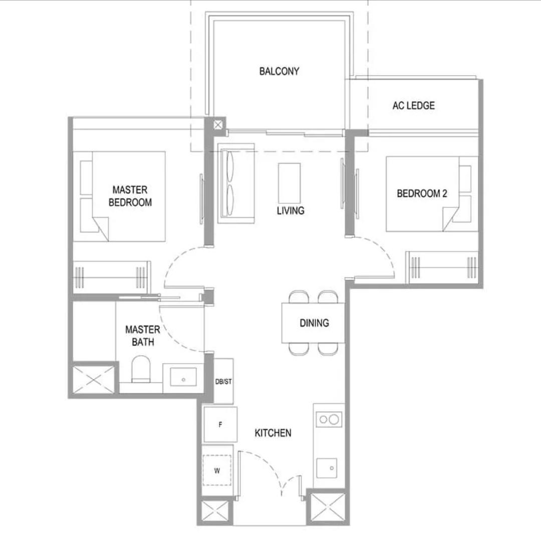 Condominium for Sale, Verdale Condominium For Sale, $1,248,000, 2 Bed 1 Bath 614 sqft $2,033.00 psf, SGD 1,248,000 | 99-year Leasehold