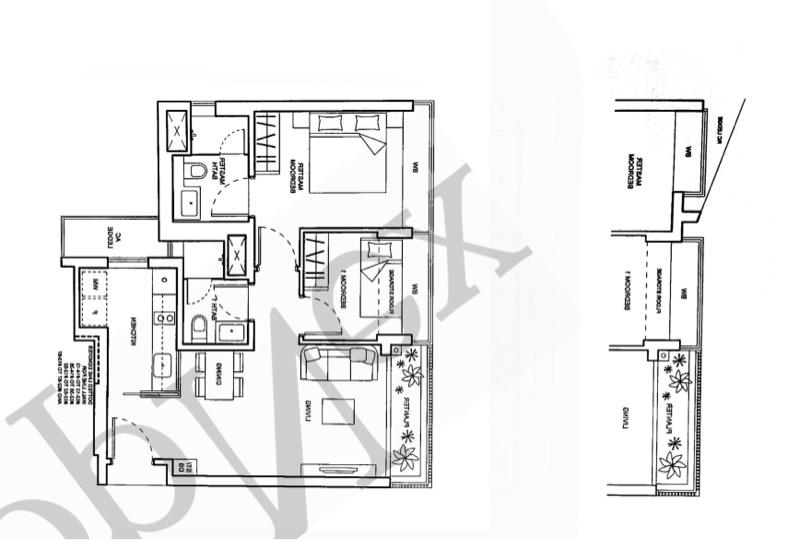 Condominium for Sale, The Palette Condominium For Sale, $1,180,000, 2 Bed 2 Bath 743 sqft $1,588.00 psf, SGD 1,180,000 | 99-year Leasehold