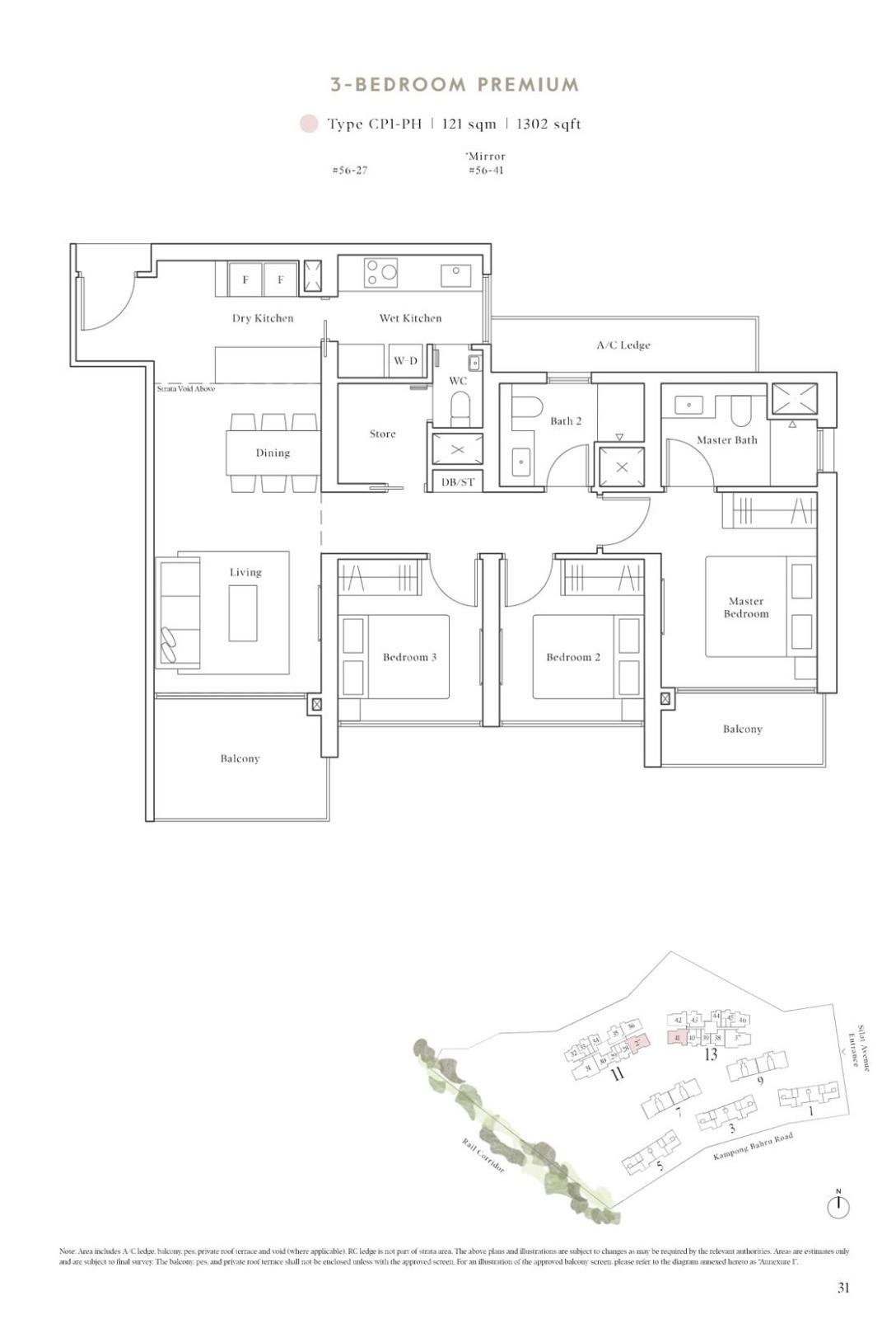Condominium for Sale, Avenue South Residence Condominium For Sale, $3,250,000, 3 Bed 2 Bath 1,302 sqft $2,496.00 psf, SGD 3,250,000 | 99-year Leasehold