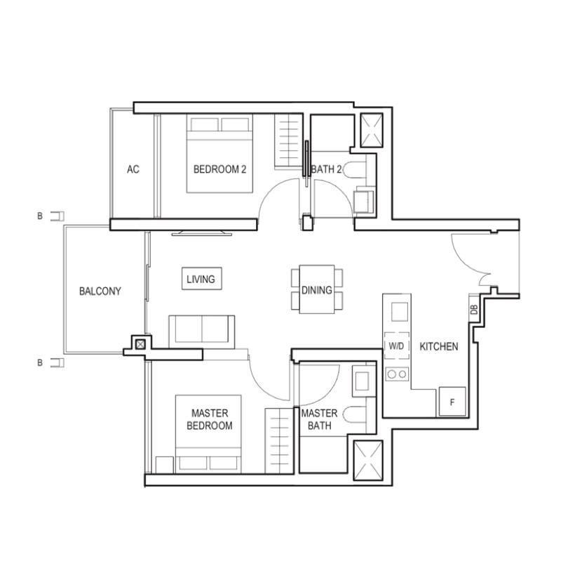 Condominium for Sale, Midwood Condominium For Sale, $1,450,000, 2 Bed 2 Bath 689 sqft $2,105.00 psf, SGD 1,450,000 | 99-year Leasehold