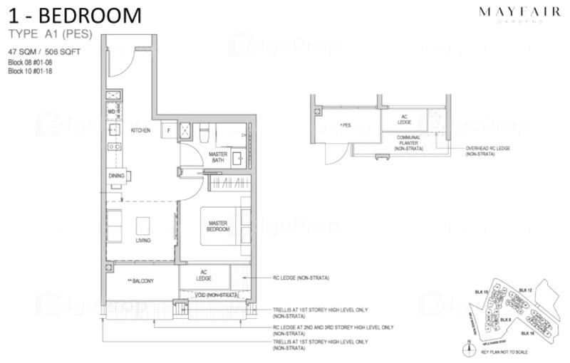 Condominium for Sale, Mayfair Gardens Condominium For Sale, $999,000, 1 Bed 1 Bath 506 sqft $1,974.00 psf, SGD 999,000 | 99-year Leasehold