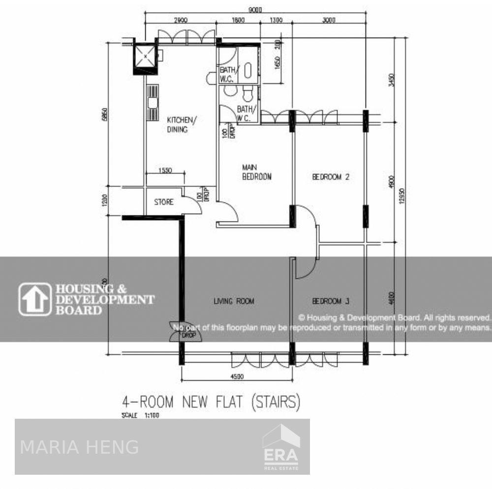 HDB - 3 room for Sale, Ang Mo Kio Avenue 4 612 Ang Mo Kio Avenue 4, SGD 570,000 | Leasehold