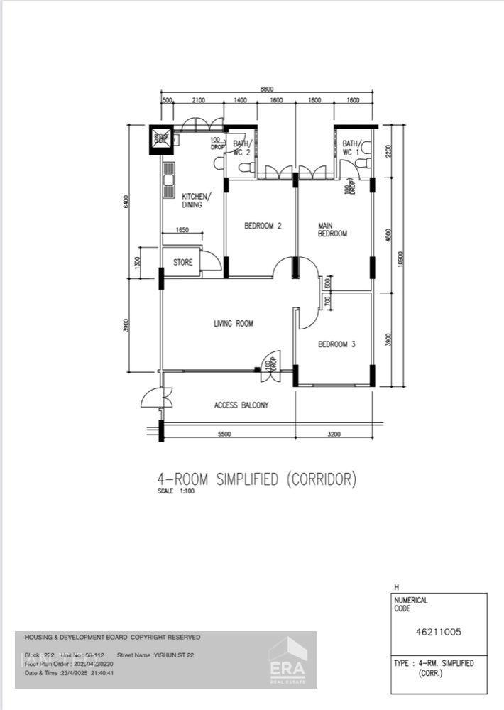 HDB - 3 room for Sale, Yishun Street 22 272 Yishun Street 22, SGD 490,000 | Leasehold