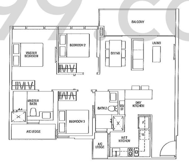 Condominium for Sale, Sims Urban Oasis Condominium For Sale, $1,915,000, 3 Bed 2 Bath 958 sqft $1,999.00 psf, SGD 1,915,000 | 99-year Leasehold