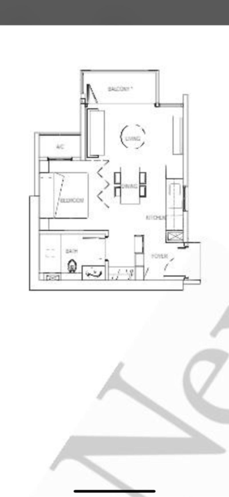 Kallang Riverside Condominium For Sale, $1,300,000, 1 Bed 1 Bath 517 sqft $2,515.00 psf