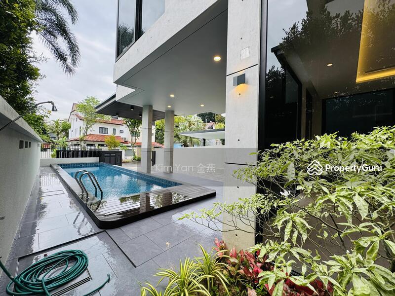 Bungalow for Sale, Brand New & Luxury Bungalow with Lift & pool, quality finishes, Fair face concrete featured wall, SGD 15,500,000 | 999-year lease