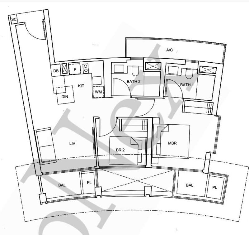 Condominium for Sale, One Pearl Bank Condominium For Sale, $2,340,000, 2 Bed 2 Bath 807 sqft $2,900.00 psf, SGD 2,340,000 | 99-year Leasehold