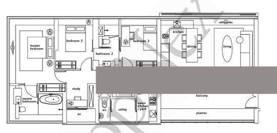 Condominium for Sale, OUE Twin Peaks Condominium For Sale, $3,980,000, 3 Bed 3 Bath 1,604 sqft $2,481.00 psf, SGD 3,980,000 | 99-year Leasehold