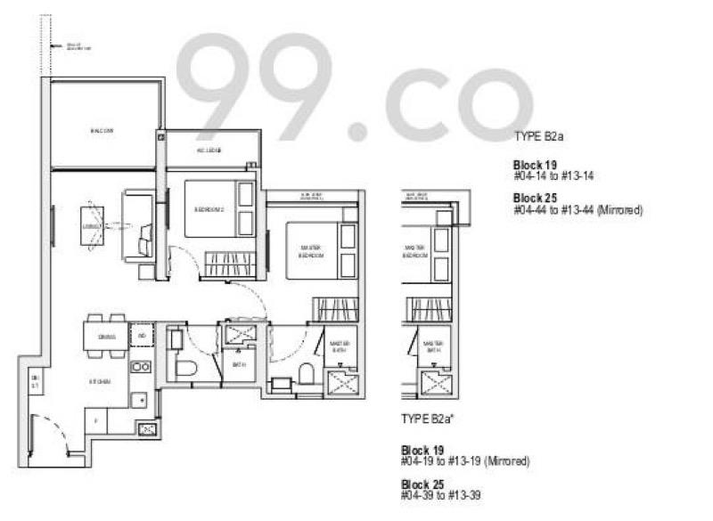 Apartment for Sale, The Woodleigh Residences Apartment For Sale, $1,599,000, 2 Bed 2 Bath 667 sqft $2,397.00 psf, SGD 1,599,000