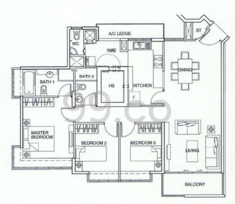 Condominium for Sale, Scenic Heights Condominium For Sale, $2,350,000, 3 Bed 3 Bath 1,292 sqft $1,819.00 psf, SGD 2,350,000 | Freehold