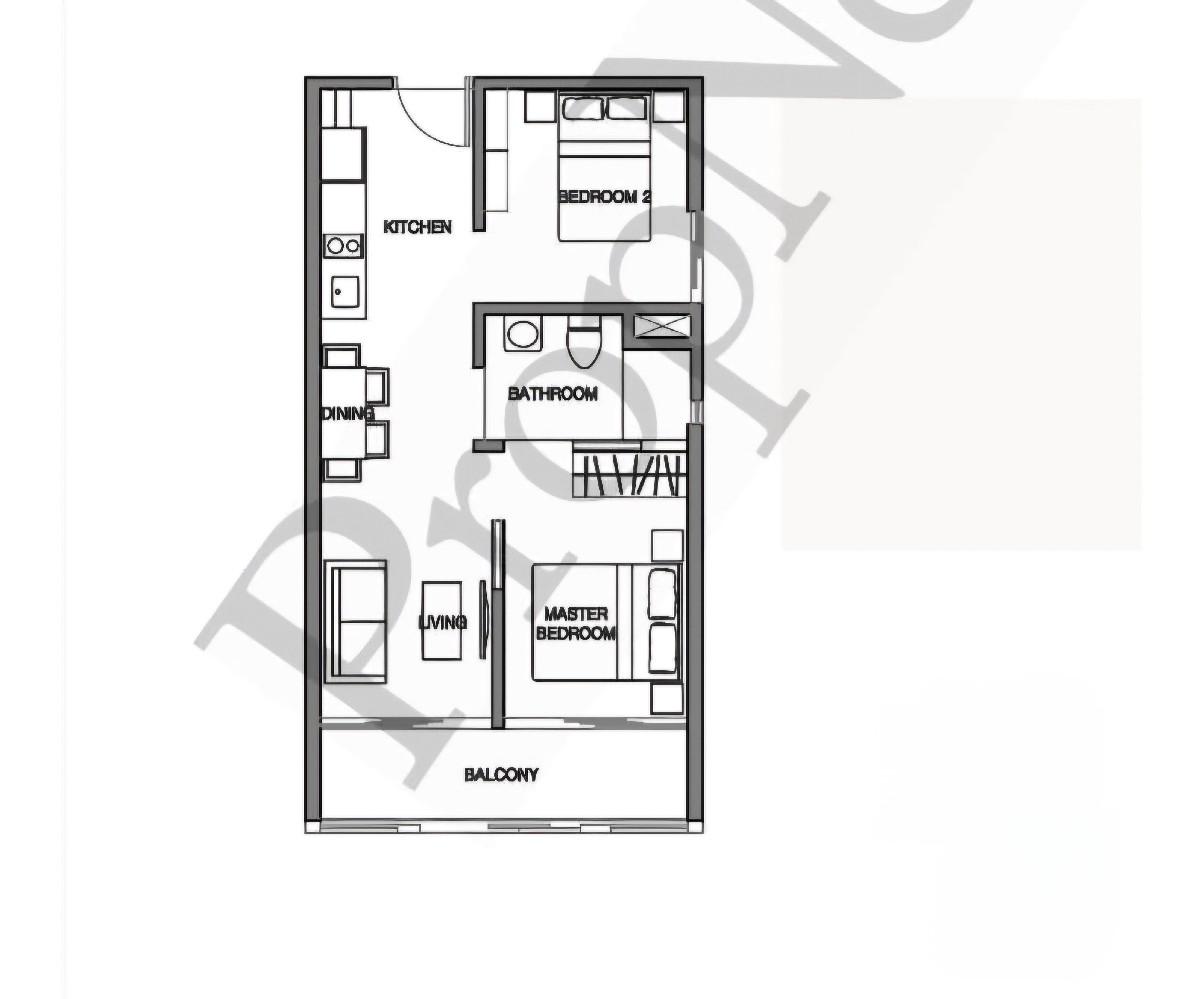 Apartment for Sale, Avant Residences Apartment For Sale, $855,000, 2 Bed 1 Bath 527 sqft $1,622.00 psf, SGD 855,000 | 99-year Leasehold