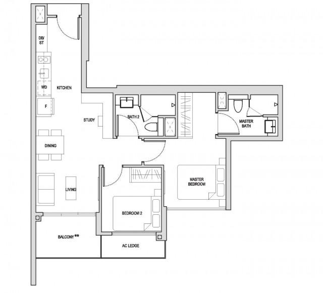 Affinity At Serangoon Condominium For Sale, $1,468,000, 2 Bed 2 Bath 732 sqft $2,005.00 psf