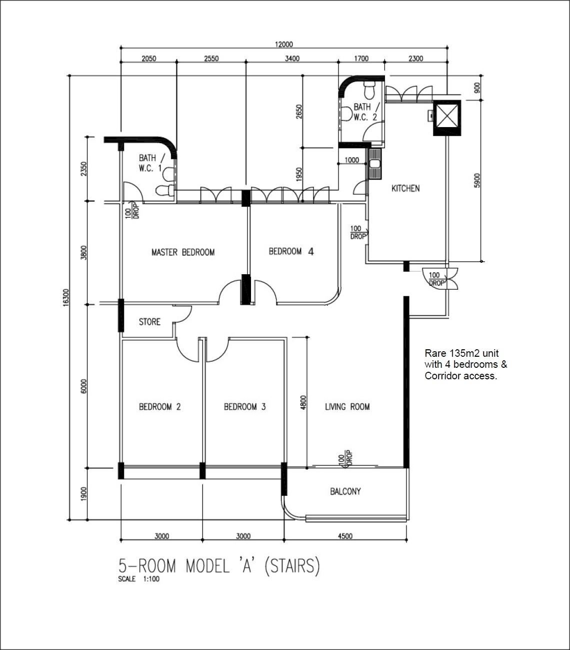 302 Hougang Avenue 5 HDB Apartment For Sale, $770,000, 4 Bed 2 Bath 1,453 sqft $530.00 psf