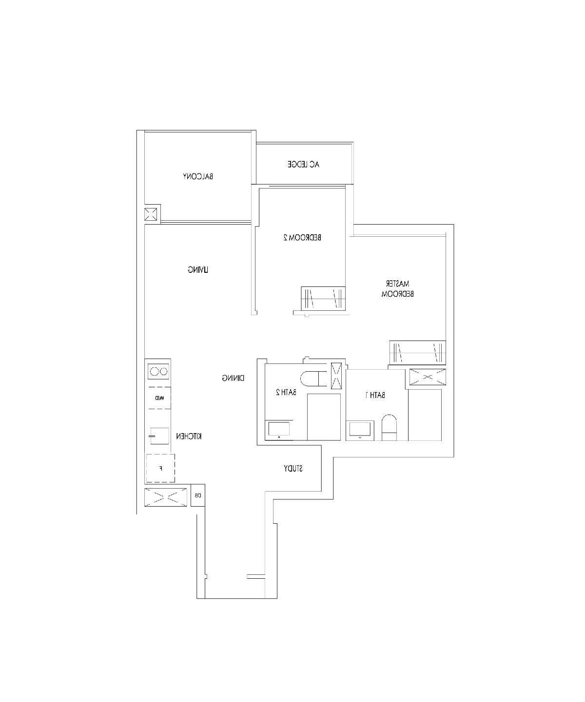 Treasure at Tampines Condominium For Sale, $1,290,000, 2 Bed 2 Bath 678 sqft $1,903.00 psf