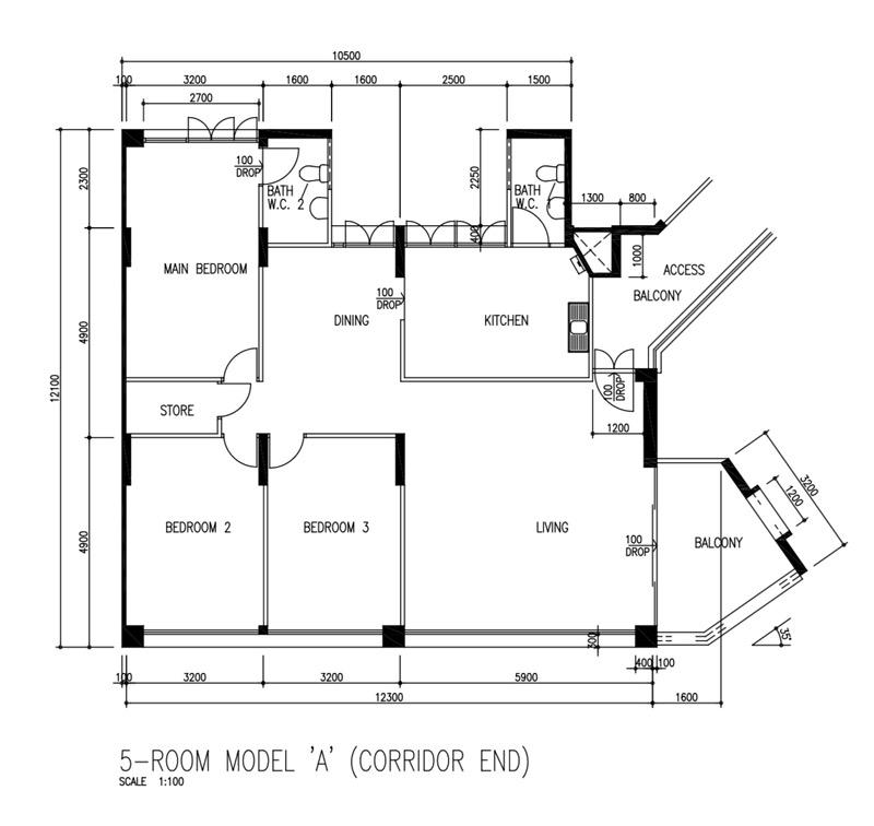 278 Tampines Street 22 HDB Apartment For Sale, $712,000, 3 Bed 2 Bath 1,506 sqft $473.00 psf