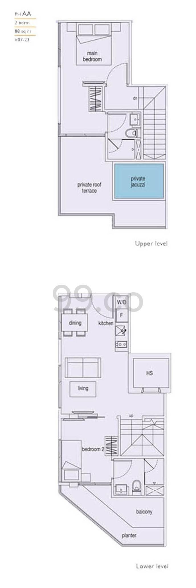 Loft @ Nathan Apartment For Sale, $1,650,000, 2 Bed 2 Bath 947 sqft $1,742.00 psf