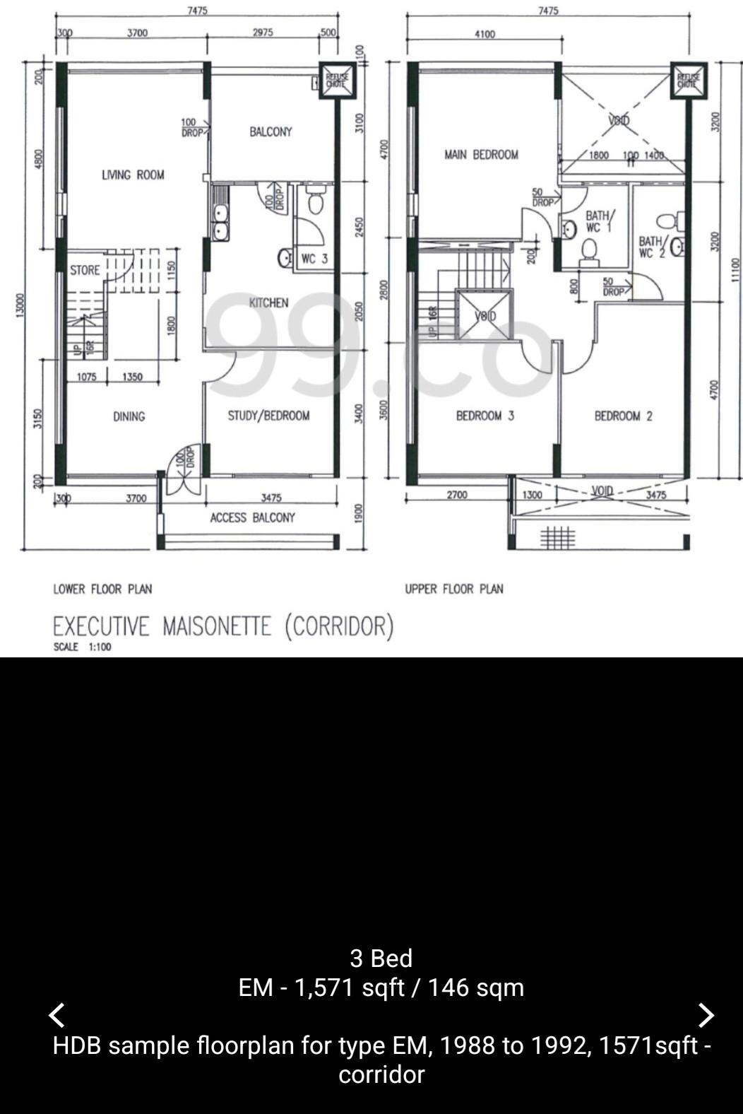 105 Simei Street 1 HDB Apartment For Sale, $1,060,000, 3 Bed 3 Bath 1,572 sqft $674.00 psf