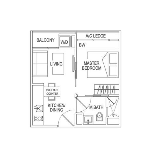 Condominium for Sale, Espada Condominium For Sale, $960,000, 1 Bed 1 Bath 344 sqft $2,791.00 psf, SGD 960,000 | Freehold