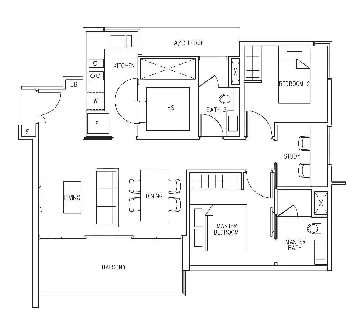 The Scala @ Lorong Chuan Condominium For Sale, $2,188,000, 2 Bed 2 Bath 904 sqft $2,420.00 psf