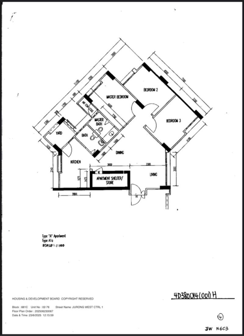 681C Jurong West Central 1 HDB Apartment For Sale, $550,000, 3 Bed 2 Bath 1,001 sqft $549.00 psf
