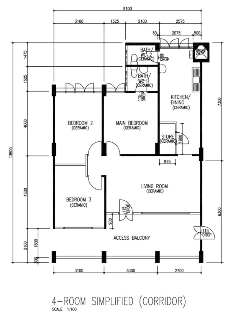HDB Apartment for Sale, 217 Petir Road HDB Apartment For Sale, $485,000, 3 Bed 2 Bath 904 sqft $537.00 psf, SGD 485,000 | 99-year Leasehold