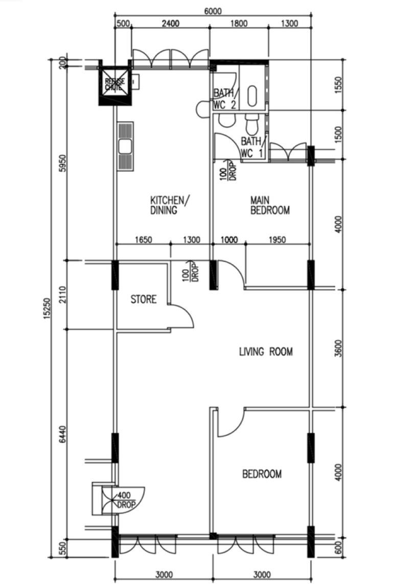 330 Ang Mo Kio Avenue 1 HDB Apartment For Sale, $450,000, 2 Bed 2 Bath 882 sqft $510.00 psf