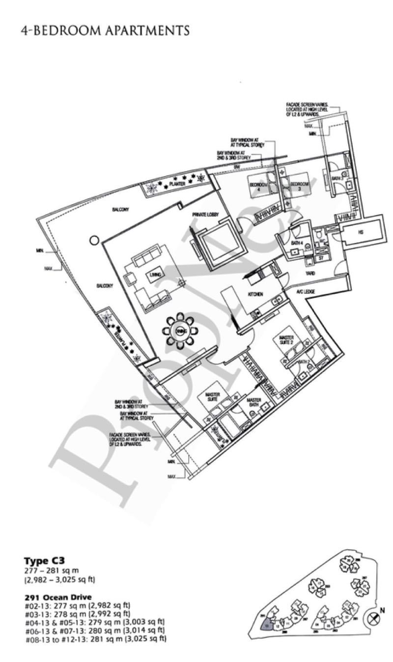Condominium for Sale, The Oceanfront @ Sentosa Cove Condominium For Sale, $6,500,000, 4 Bed 5 Bath 3,025 sqft $2,149.00 ps, SGD 6,500,000 | 99-year Leasehold