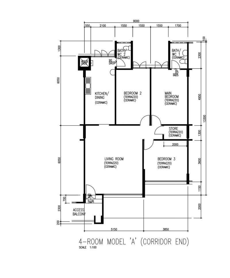418 Tampines Street 41 HDB Apartment For Sale, $660,000, 3 Bed 2 Bath 1,119 sqft $590.00 psf