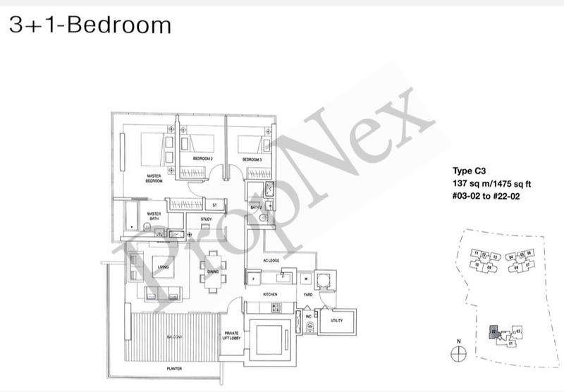 Condominium for Sale, Skyline Residences Condominium For Sale, $2,999,999, 3 Bed 3 Bath 1,475 sqft $2,034.00 psf, SGD 2,999,999