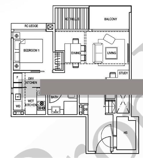 The Creek @ Bukit Condominium For Sale, $1,999,000, 2 Bed 2 Bath 1,205 sqft $1,659.00 psf