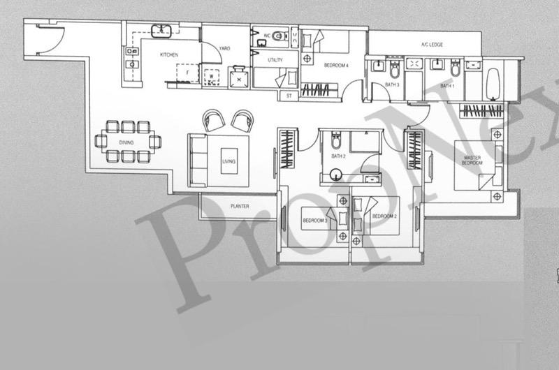 YewTee Residences Apartment For Sale, $1,980,000, 4 Bed 4 Bath 1,453 sqft $1,363.00 psf