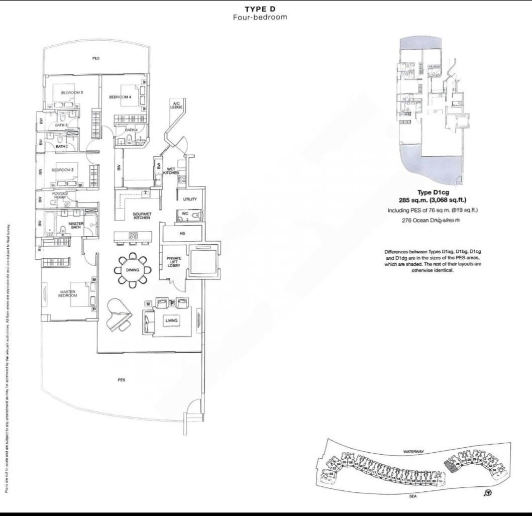 The Coast at Sentosa Cove Condominium For Sale, $4,800,000, 4 Bed 5 Bath 3,068 sqft $1,565.00 psf
